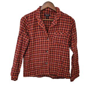 Madewell Plaid Flannel Bedtime Pajama Shirt Top Womens Size XS Red Black Soft